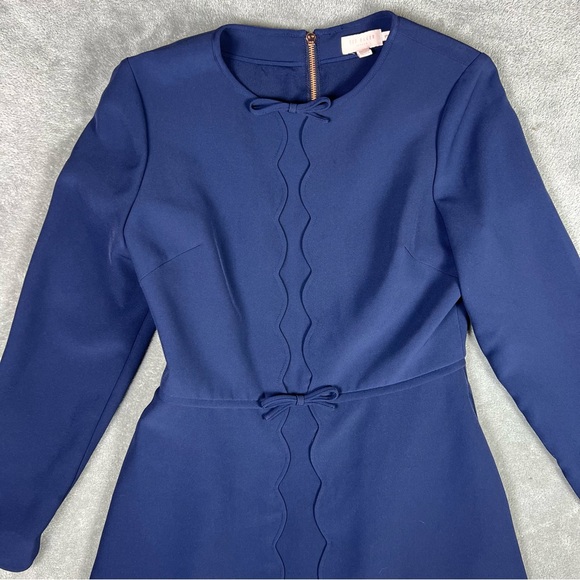 Ted Baker Dress Womens 8/10 Preenna Scalloped Bow Navy Classy Event Party Career - Picture 6 of 10